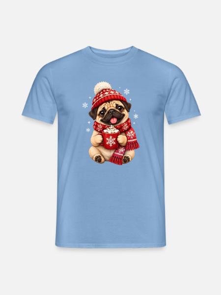 Mops Hund süßer Mops niedlicher Mops - Männer T-Shirt - Carolina Blue