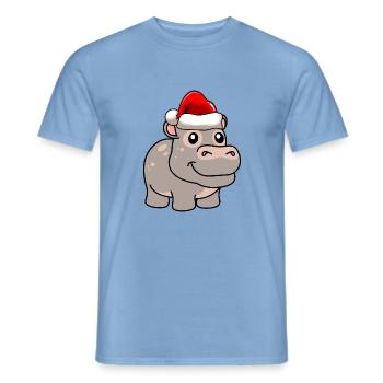 Nilpferd Weihnachten Comic - Männer T-Shirt - Carolina Blue - Vorne - AI Model Male 178 light (178cm)