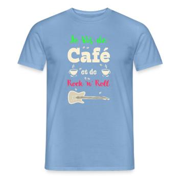 Kaffee & Rock 'n' Roll - Männer T-Shirt - Carolina Blue - Vorne - AI Model Male 178 light (178cm)