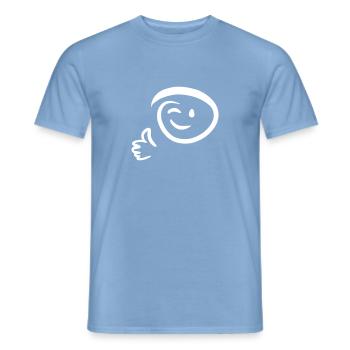 Face winks, gives thumbs up. Emoticon. - Men's T-Shirt - carolina blue - Front - AI Model Male 178 light (178cm)