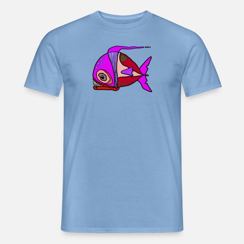 Bunter Surrealfisch Patchwork - Männer T-Shirt - Carolina Blue