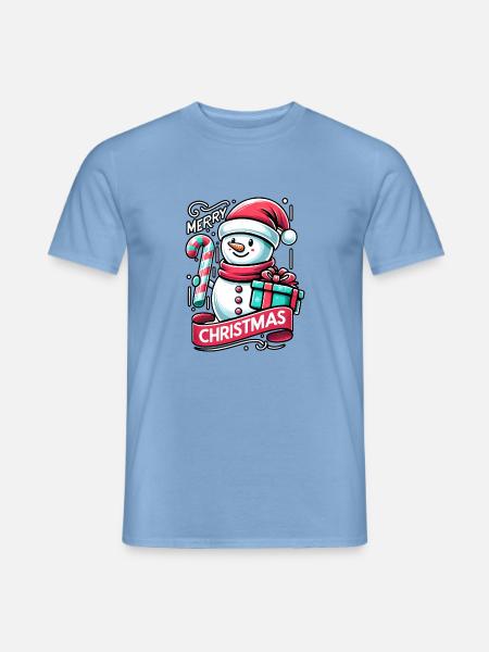 Schneemann Merry Christmas - Männer T-Shirt - Carolina Blue