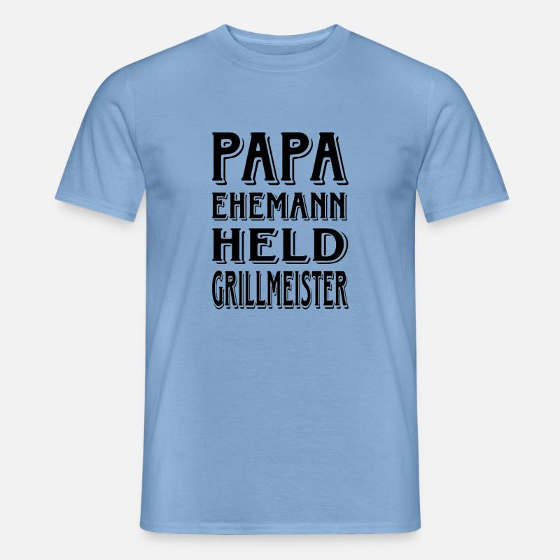 Papa Ehemann held GrillMeister - Männer T-Shirt - Carolina Blue