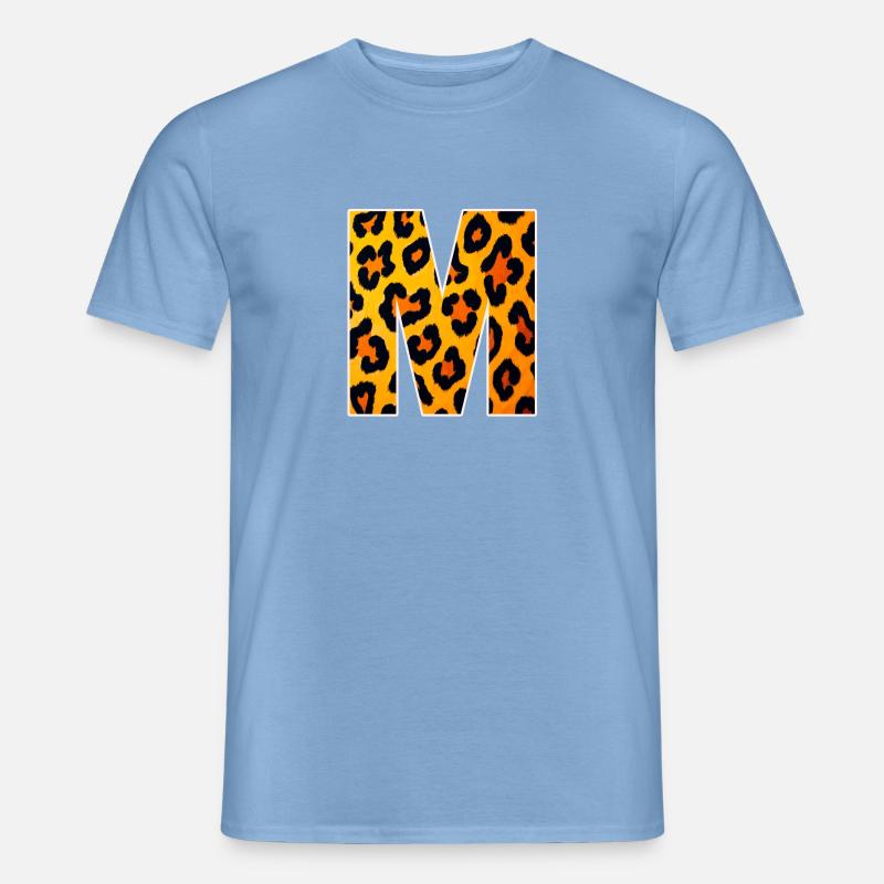 Leopard M Buchstabe - Männer T-Shirt - Carolina Blue