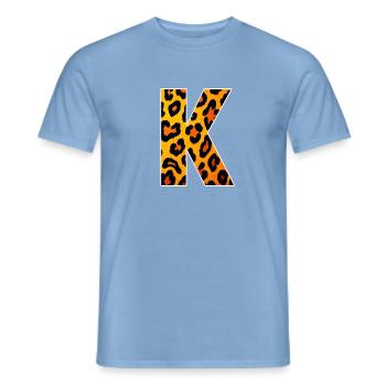 Lettre léopard K - T-shirt homme - carolina blue - Devant - AI Model Male 178 light (178cm)