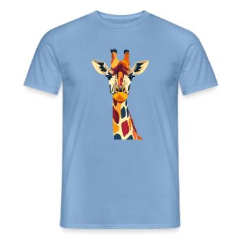 Bunte Giraffenpracht Giraffe Kopf Hals Motiv - Männer T-Shirt - Carolina Blue - Vorne - AI Model Male 178 light (178cm)
