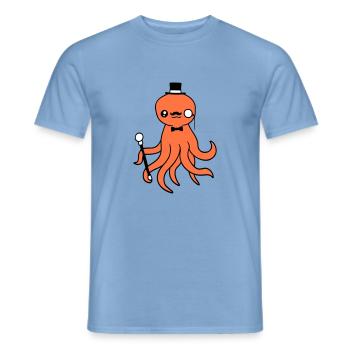 Kraken Mr. Sir Top Hat Monocle Glasses Empire - Men's T-Shirt - carolina blue - Front - AI Model Male 178 light (178cm)