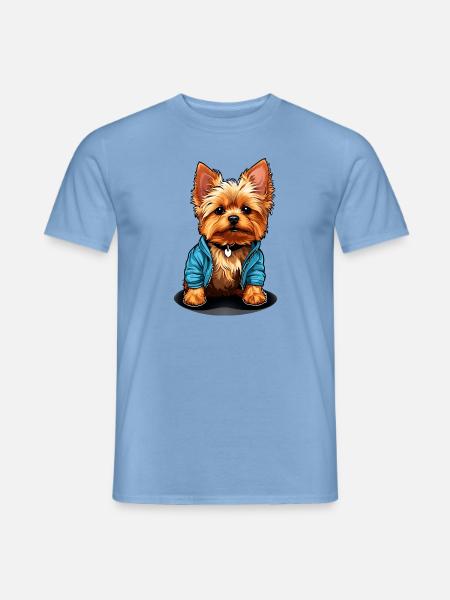 Süßer Yorkie Yorkshire Terrier im Freizeitlook - Männer T-Shirt - Carolina Blue