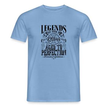 Vintage Born One Month 2014 Birthday - Men's T-Shirt - carolina blue - Front - AI Model Male 178 light (178cm)