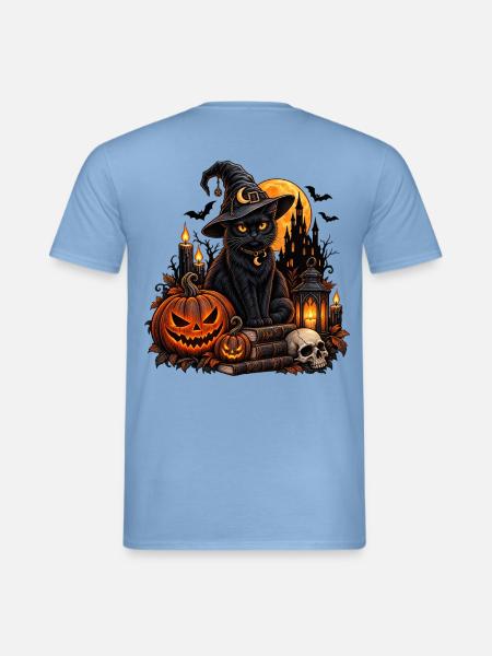 Magische Halloween-Katze im Gothic-Stil - Männer T-Shirt - Carolina Blue