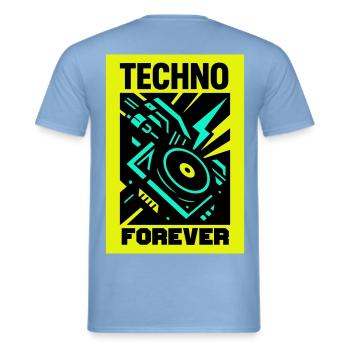 Techno pour toujours - T-shirt homme - carolina blue - Dos - AI Model Male 178 light (178cm)