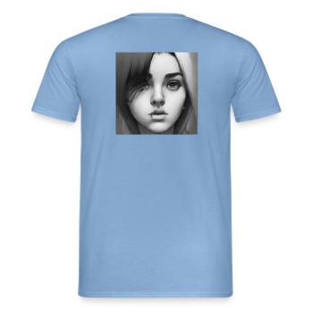 black-white girl - Men's T-Shirt - carolina blue - Back - AI Model Male 178 light (178cm)