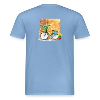 Bicycle - Men's T-Shirt - carolina blue - Back - AI Model Male 178 light (178cm)