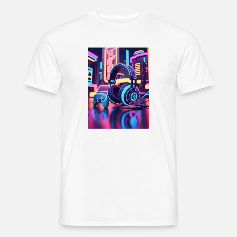 Neon Gaming Headset Design Männer T-Shirt