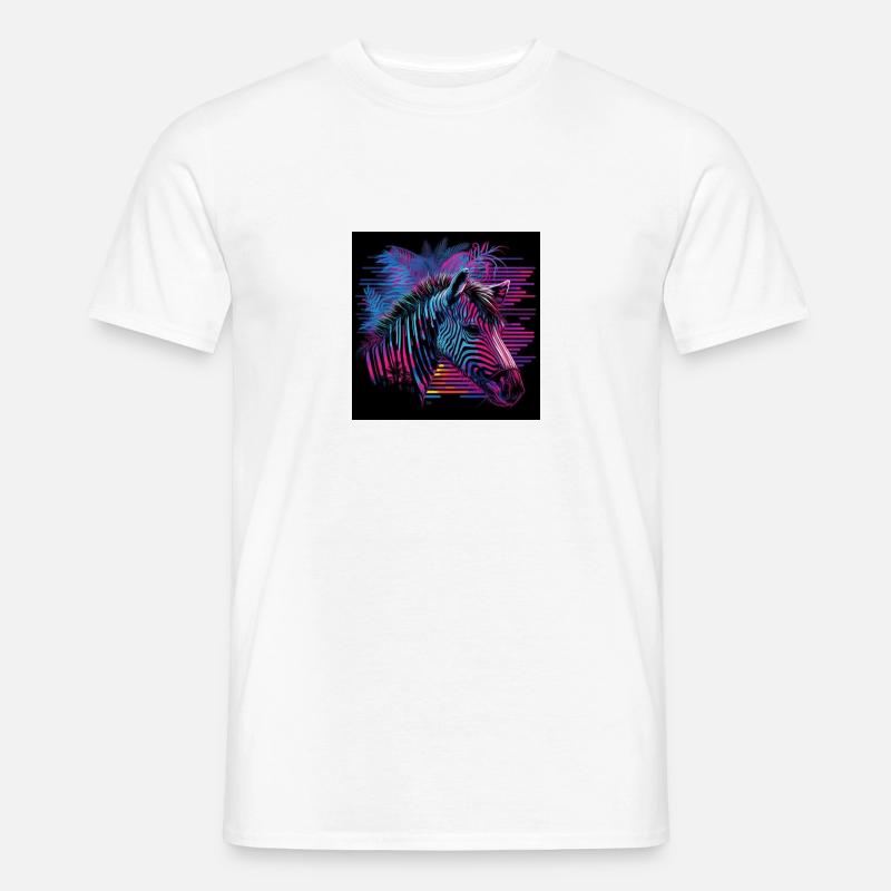 Zebra mit Neonfarben, Synthwave / 80er Jahre Männer T-Shirt