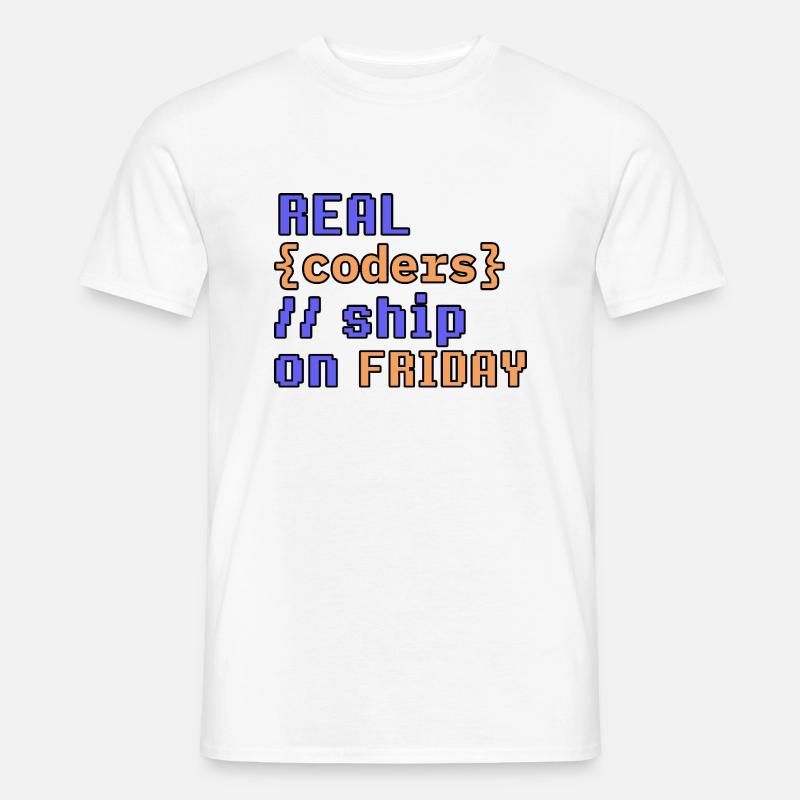 Real coders ship on Friday Männer T-Shirt
