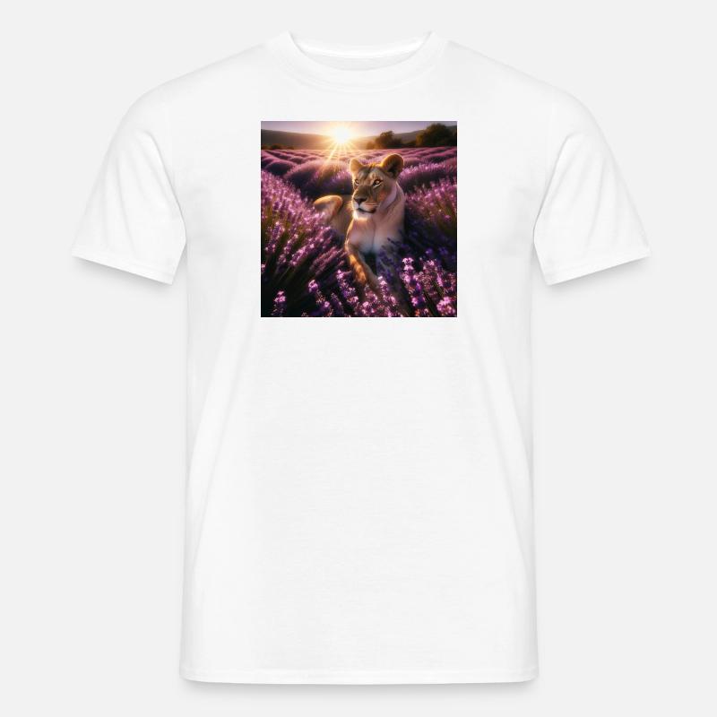 Lioness in Lavender Fields Men’s T-shirt