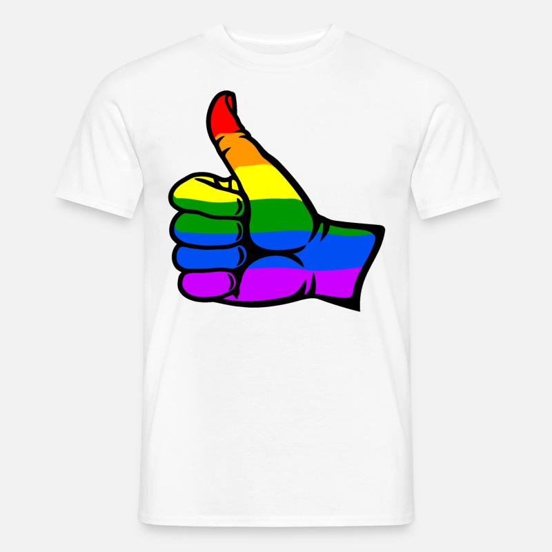 drapeau de couleur arc-en-ciel main tout icône claire T-shirt homme