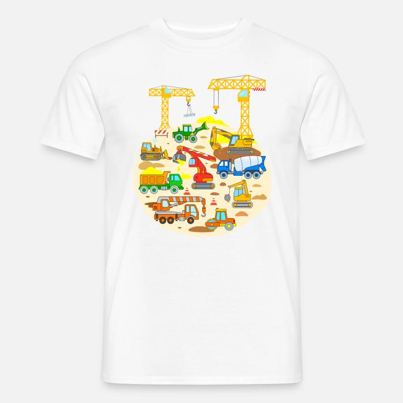 Construction vehicles crane truck bulldozer construction site Men’s T-shirt