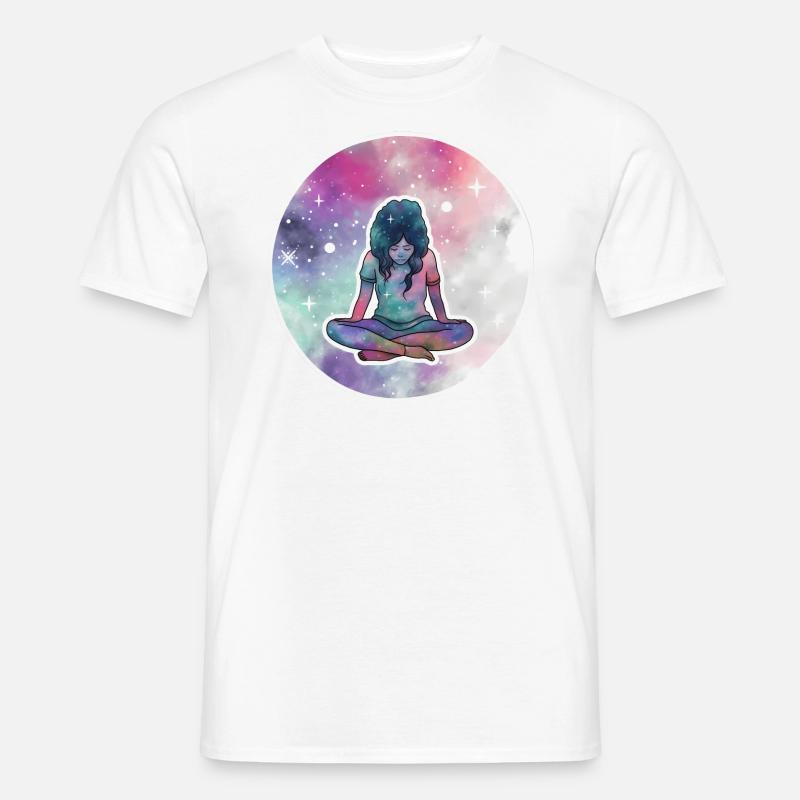 Yoga Pose Galaxy Pattern Men’s T-shirt