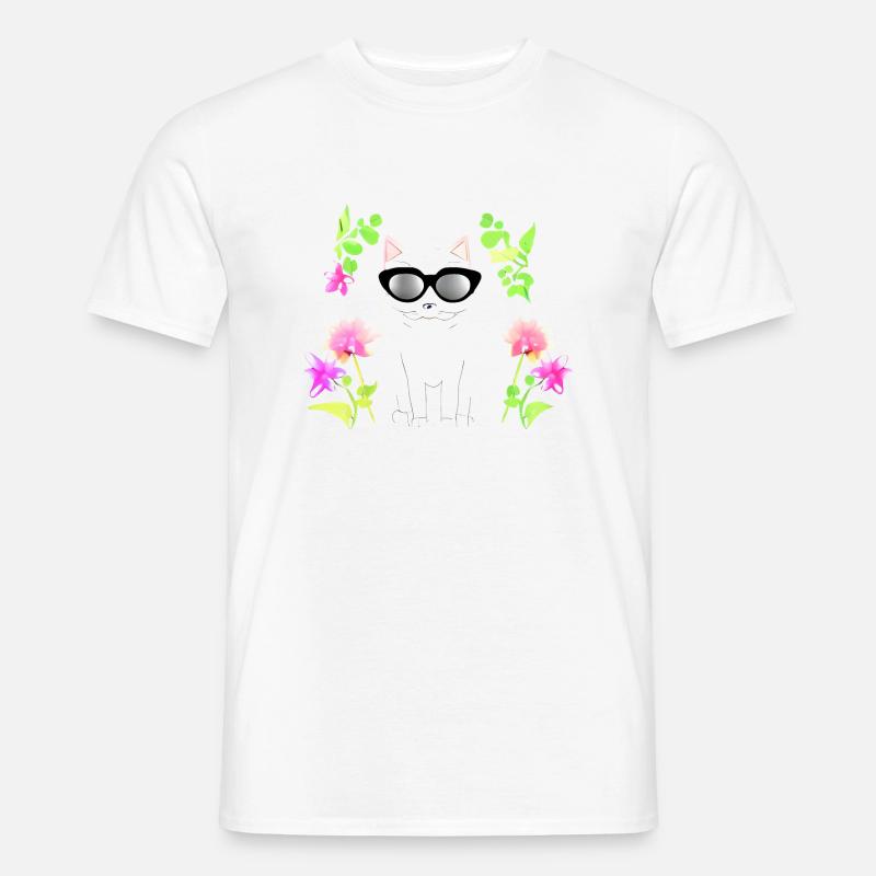 Chat avec fleur T-shirt homme