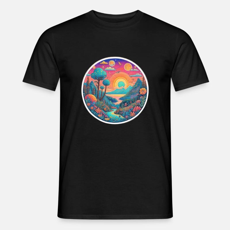 nice summer view, water flow with sun and mountain Men’s T-shirt