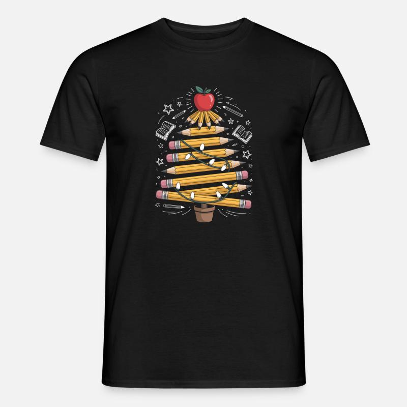 Buntstift Baum mit Lichterkette - Männer T-Shirt - undefined