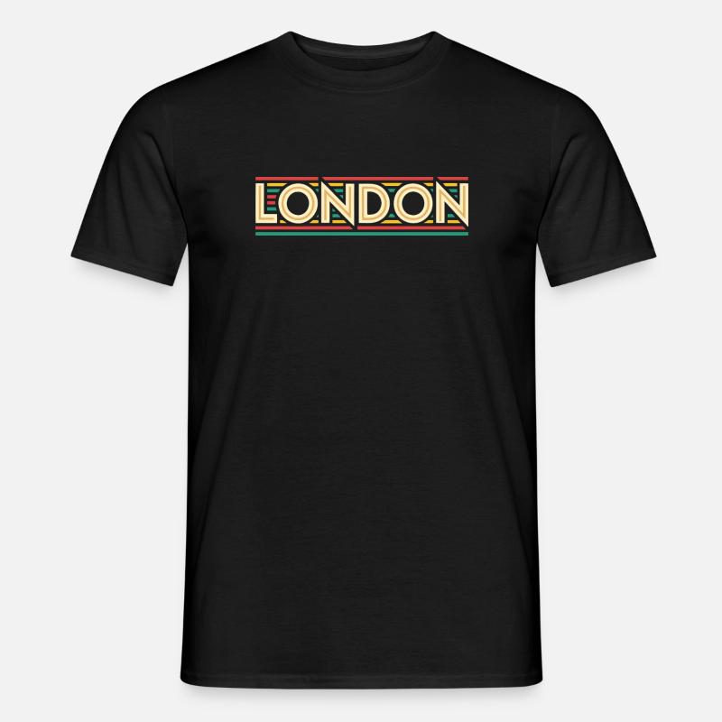 LONDON Retro Neon on Colored Stripes Men’s T-shirt