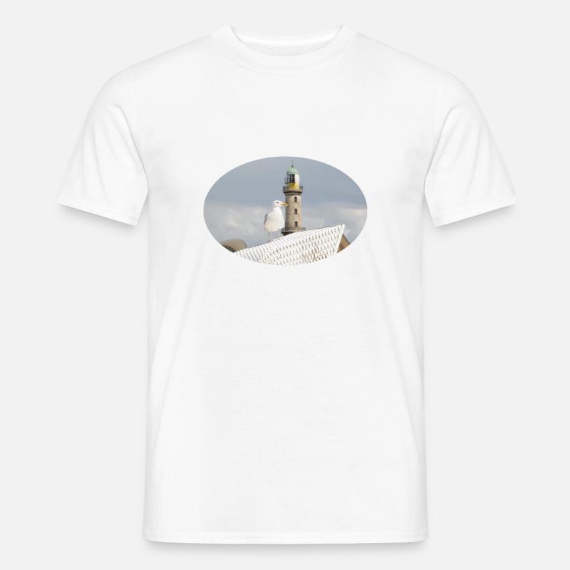 La mouette et le phare de Warnemünde T-shirt homme