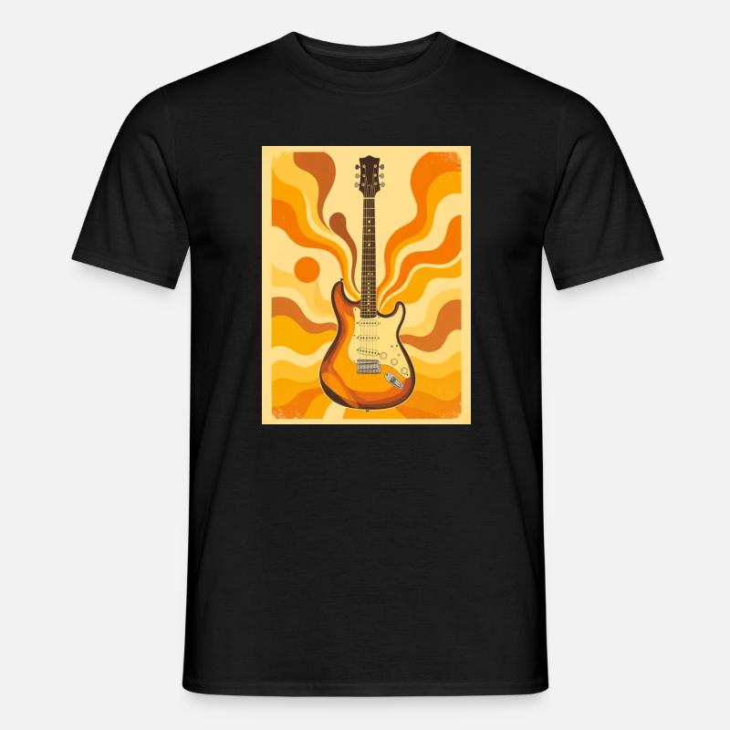 Psychedelische Retro-Gitarre mit lebendigen Siebzigern Männer T-Shirt