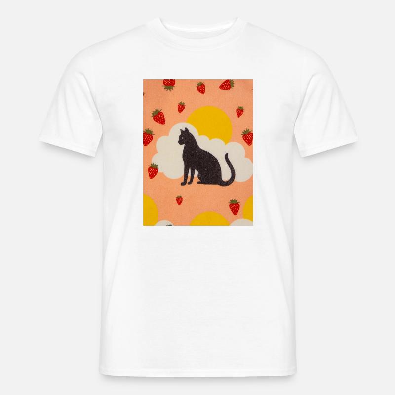Silhouette einer Wolkenkatze in der Erdbeersonne - Männer T-Shirt - 