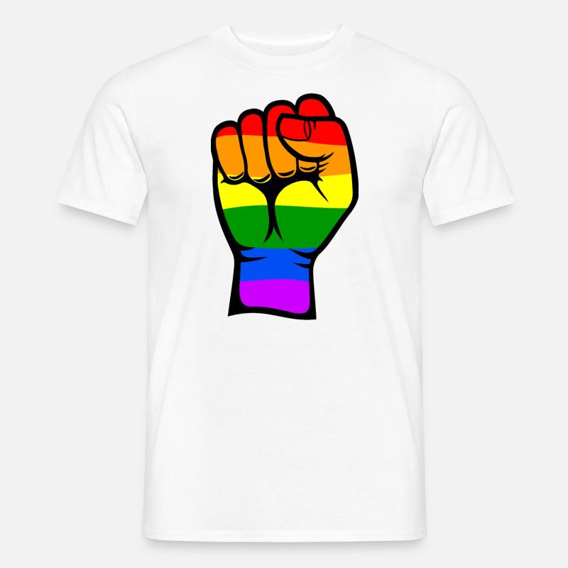 Symbole de poing de drapeau de couleur arc-en-ciel T-shirt homme