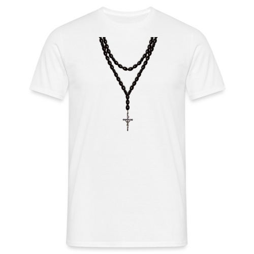 rosenkranz ronaldo kette rosary jesus schwarz - Männer T-Shirt