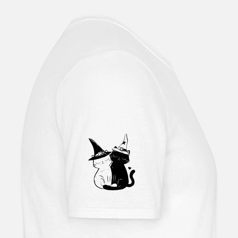 Black and White Witch Cats Pair" Description: Men’s T-shirt