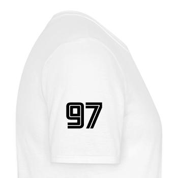 97 - Männer T-Shirt - Weiß - Rechts - AI Model Male 178 dark (178cm)