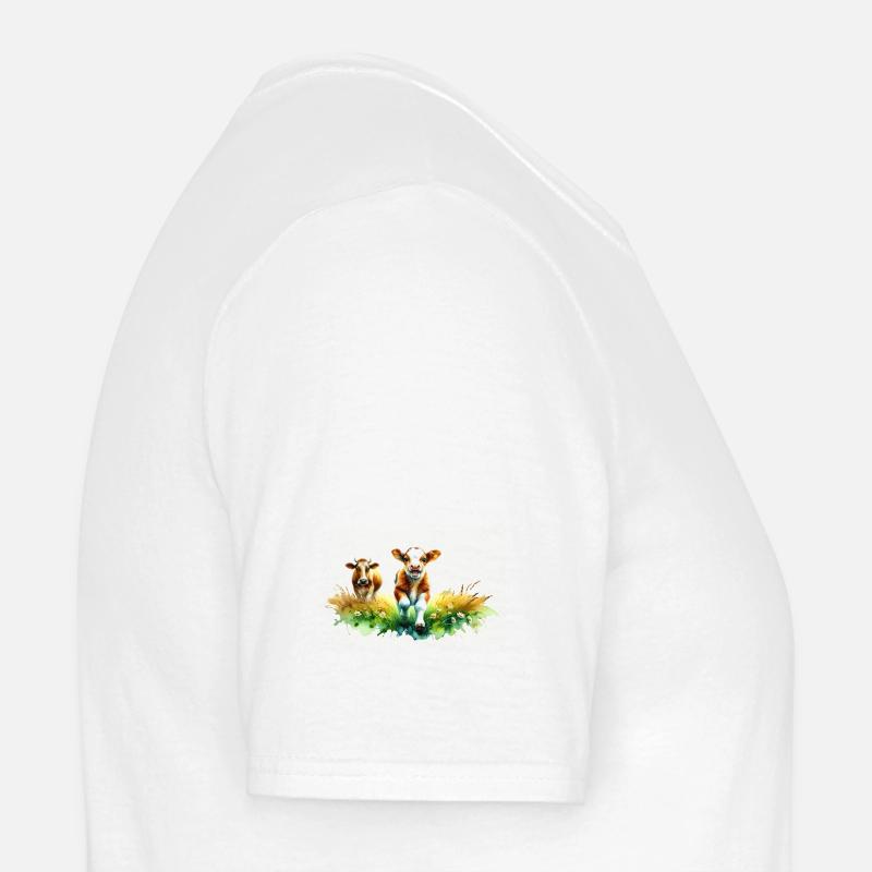 Playful calf in summer landscape Men’s T-shirt