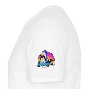 Shark surfer at sunset wave - Men's T-Shirt - white - Left - AI Model Male 178 dark (178cm)