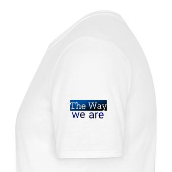 Abstrakte Wellenmuster in Blau - Männer T-Shirt - Weiß - Links - AI Model Male 178 dark (178cm)