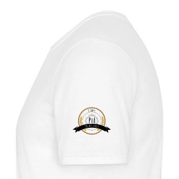 PeA Badge - Männer T-Shirt - Weiß - Links - AI Model Male 178 dark (178cm)