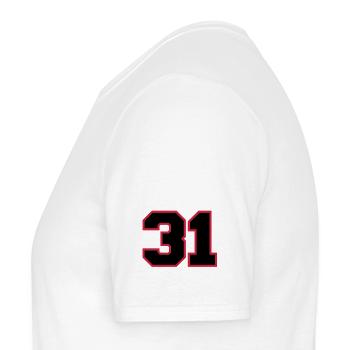 number31 - Men's T-Shirt - white - Left - AI Model Male 178 dark (178cm)