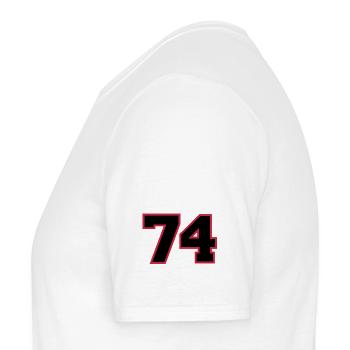 number74 - Men's T-Shirt - white - Left - AI Model Male 178 dark (178cm)