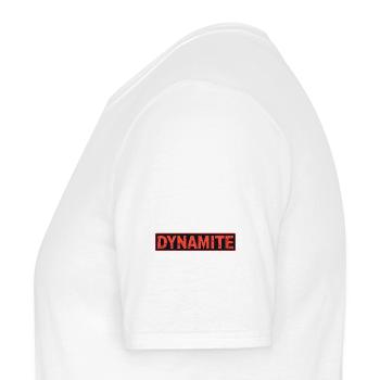 Dynamite Red Grunge Poster - Men's T-Shirt - white - Left - AI Model Male 178 dark (178cm)