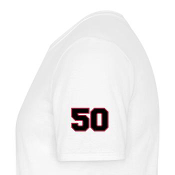 number50 - Men's T-Shirt - white - Left - AI Model Male 178 dark (178cm)