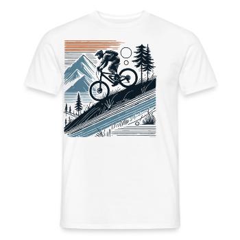 Mountain Bike Adventure Bicycle Nature Tour - Men's T-Shirt - white - Front - AI Model Male 178 dark (178cm)