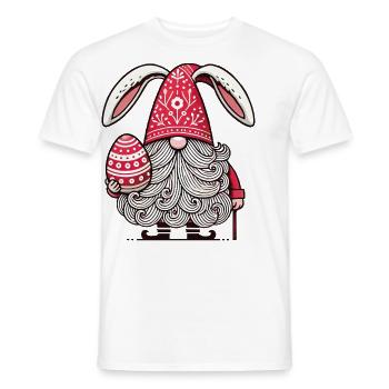 Gnome de Pâques avec œuf et oreilles de lapin - T-shirt homme - blanc - Devant - AI Model Male 178 dark (178cm)