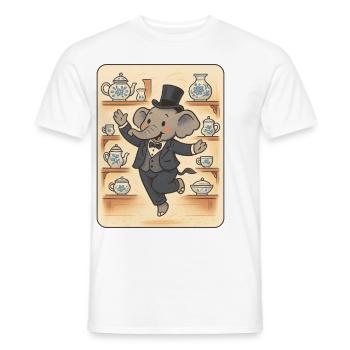 Dancing elephant in china shop - Men's T-Shirt - white - Front - AI Model Male 178 dark (178cm)