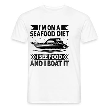I'm On A Seafood Diet I See Food And I Boat It - Men's T-Shirt - white - Front - AI Model Male 178 dark (178cm)