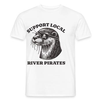 Soutenez Local River Pirates Drôle Loutre castor - T-shirt homme - blanc - Devant - AI Model Male 178 dark (178cm)