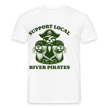 Soutenez Local River Pirates Drôle Loutre castor - T-shirt homme - blanc - Devant - AI Model Male 178 dark (178cm)