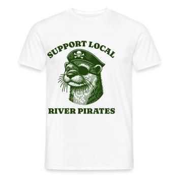 Soutenez Local River Pirates Drôle Loutre castor - T-shirt homme - blanc - Devant - AI Model Male 178 dark (178cm)